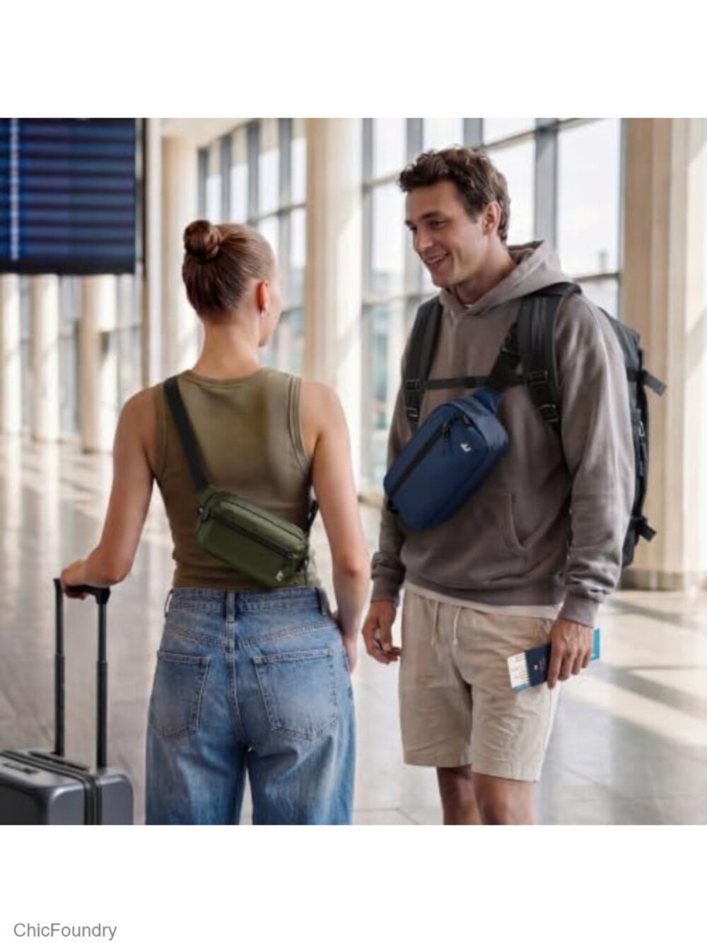 1.5L Sling Bag RFID Blocking Crossbody Chest Pack Water Resistant Polyester - Picture 4 of 6